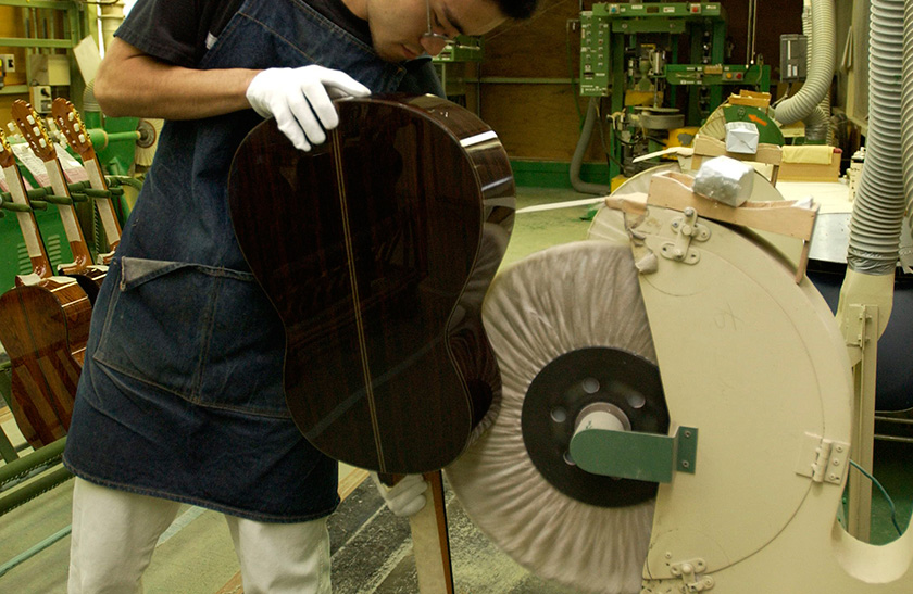 The instrument is polished during the buffing process