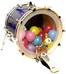 A bass drum with a balloon inserted.
