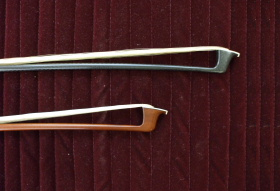 Carbon bow (top) and wooden bow (bottom)