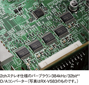 [ 画像 ] 2chステレオ仕様のバーブラウン384kHz/32bit D/Aコンバーター（写真はRX-V583のものです。）