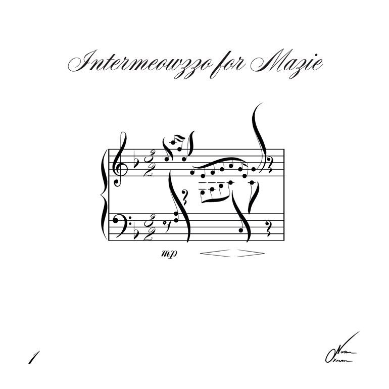[thumbnail] Sheet music titled ‘Intermeowzzo for Mazie,’ featuring musical notes arranged in the shape of a cat.