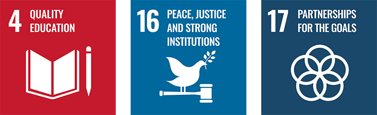 [ icon ]4 QUALITY EDUCATION, 16 PEACE, 17 PARTNERSHIPS FOR THE GOALS
