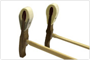 Hammer shanks. Left: Piano; Right: Celesta. The shaving direction changes at a 90 degree angle