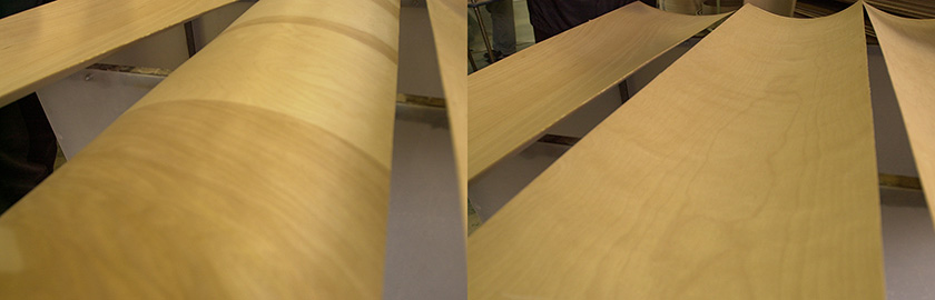Maple plywood. The grain of the outer and inner surfaces runs in different directions.