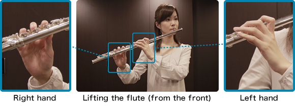 Lifting the flute (from the front)