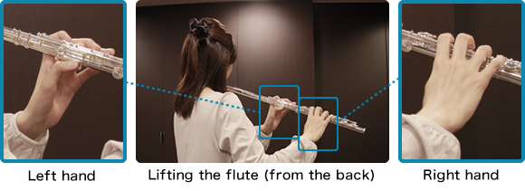 Lifting the flute (from the back)