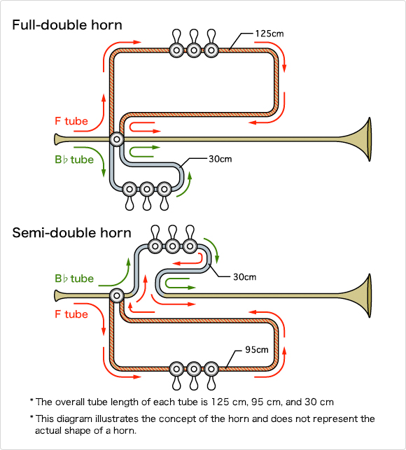 Full-double and semi-double horn structure