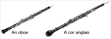 The relationship between an oboe and a cor anglais