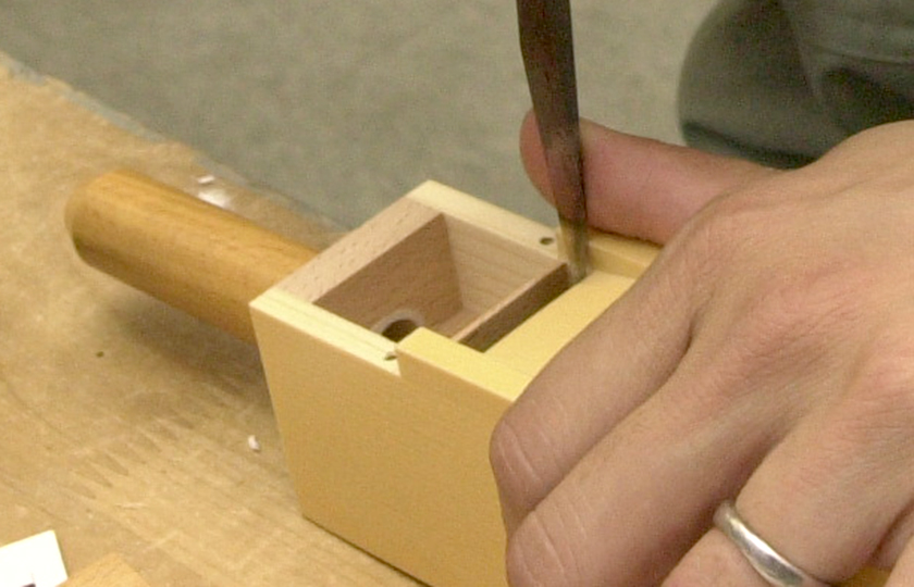 The nature of the sound is determined by the shaving of the block
