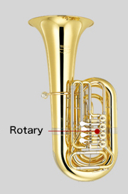 A rotary-valved tuba