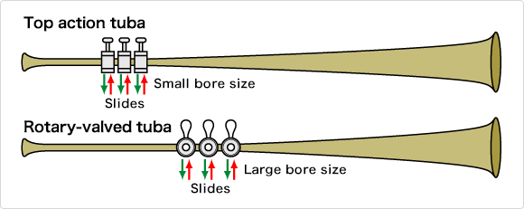 Conceptual diagram of the valve location and the bore size