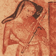 A woman playing a fiddle