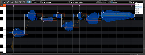 [ Image ] Easily adjust vocals using the editor toolbar. Includes quick access to TAKE functionality.