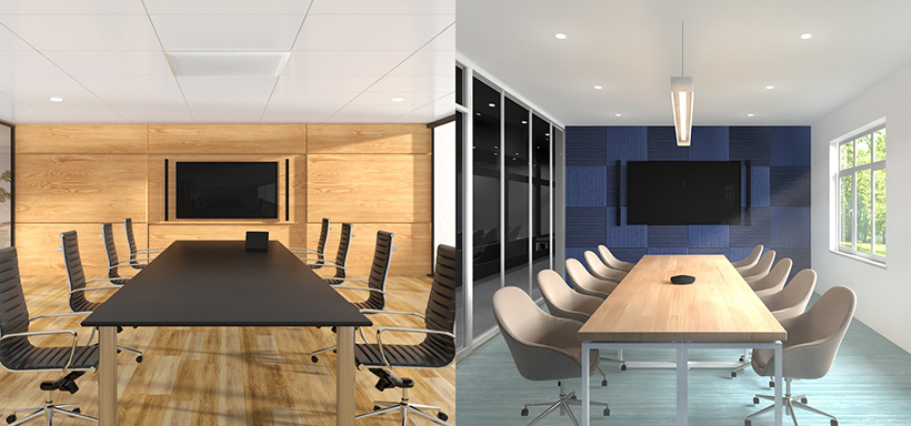 [ Image ] ADECIA Ceiling Solution (left), ADECIA Tabletop Solution (right)