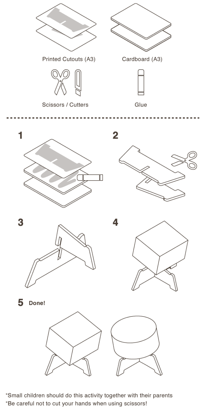 [ What you need ] Pattern Paper(A3), Cardboard(A3), Scissors / Cutters, Glue