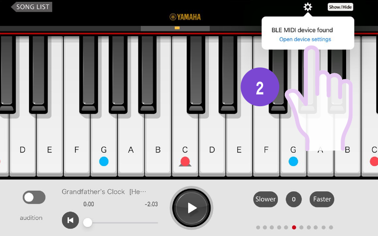 [Image] Connection Using Bluetooth® App screen