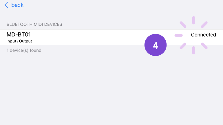 [Image] Connection Using Bluetooth® App screen