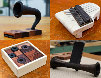 未利用材キット（楽器×未利用材、スピーカー×未利用材、積み木×未利用材）