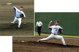 [ 画像 ] 1回から6回まで2失点と好投した先発の廣岡投手。