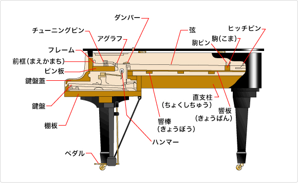グランドピアノの構造図
