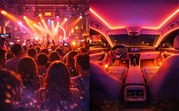 [ 画像 ] 「Music:AI for Lighting」による音楽の曲調に合わせた車室内空間の演出のイメージ