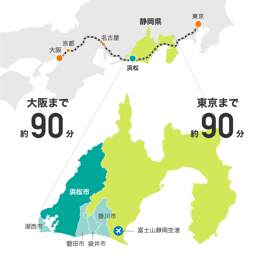 [画像] 浜松からのアクセスの図
