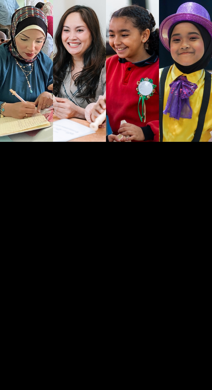 [画像] 授業の導入に向け研修を受ける各国の教員たちと音楽を楽しむ児童たち