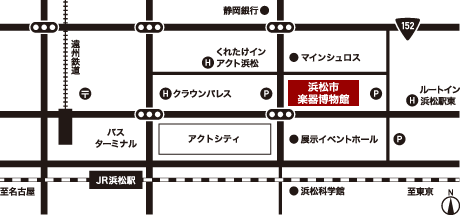 会場：浜松市楽器博物館の地図