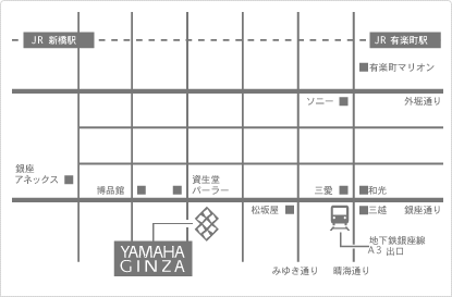 会場：ヤマハ銀座の地図