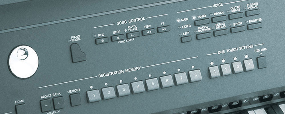close up view of CVP piano controls