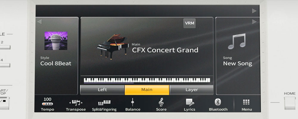 screenshot of cvp piano touchscreen