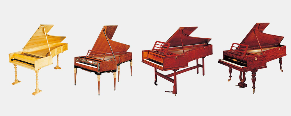 4 images of 18th century pianos