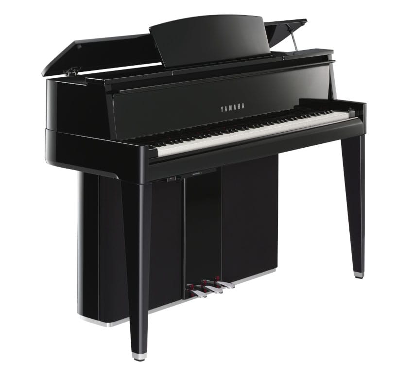 black N2 piano in a white background