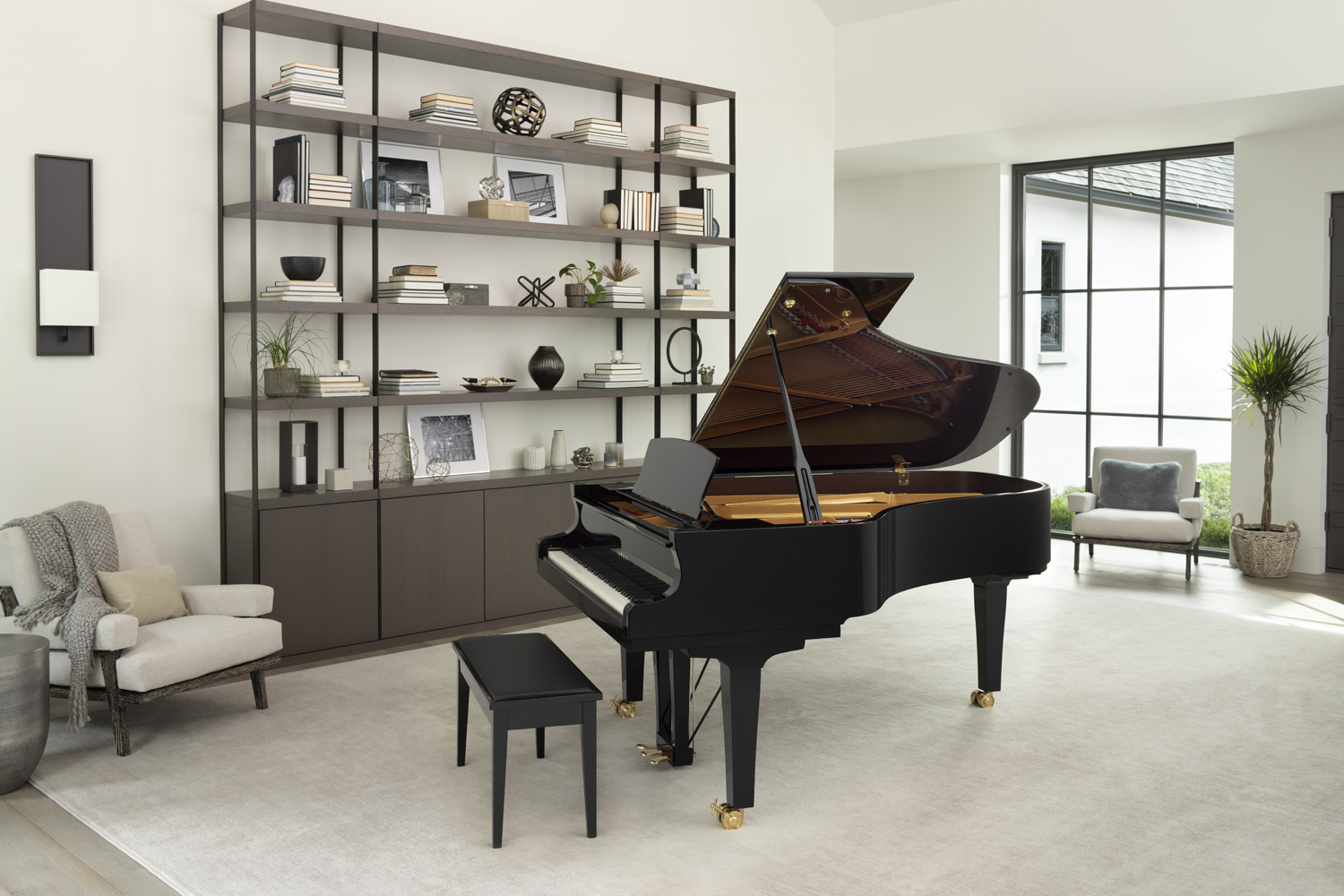 SX Series piano in a nice cozy livingroom