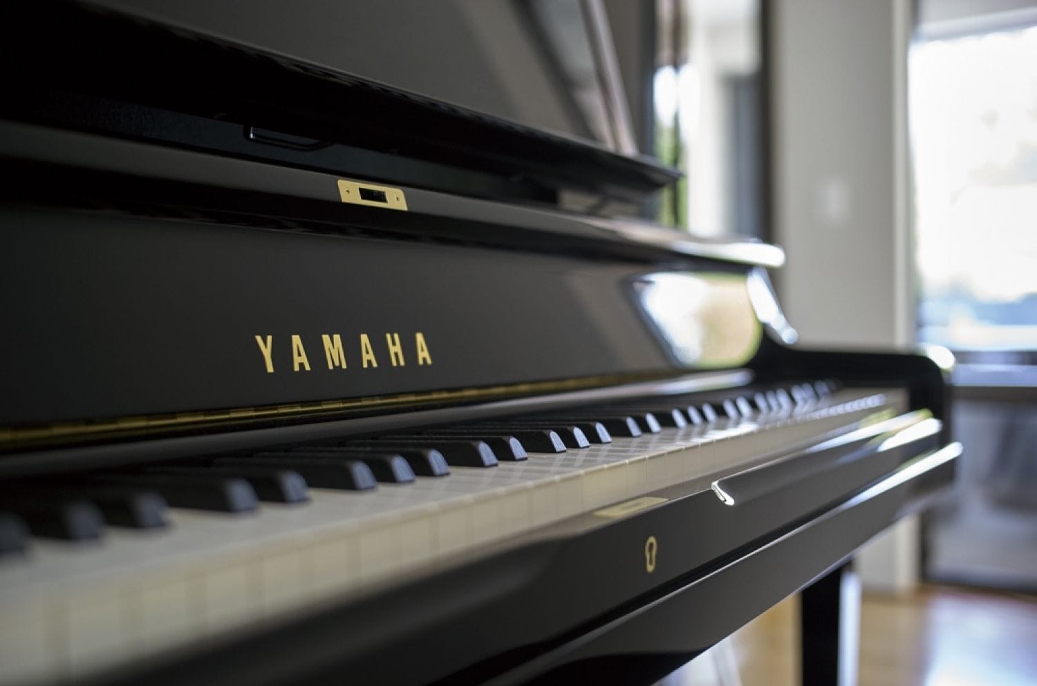 Closeup of Yamaha upright's keys.