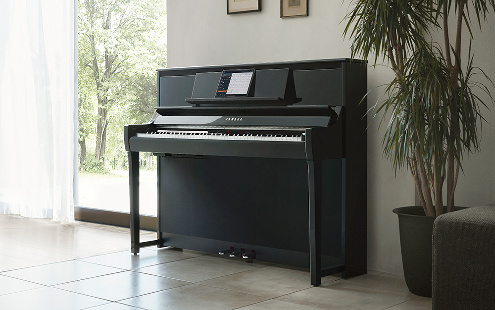 top angle view of lifestyle image of yamaha digital piano