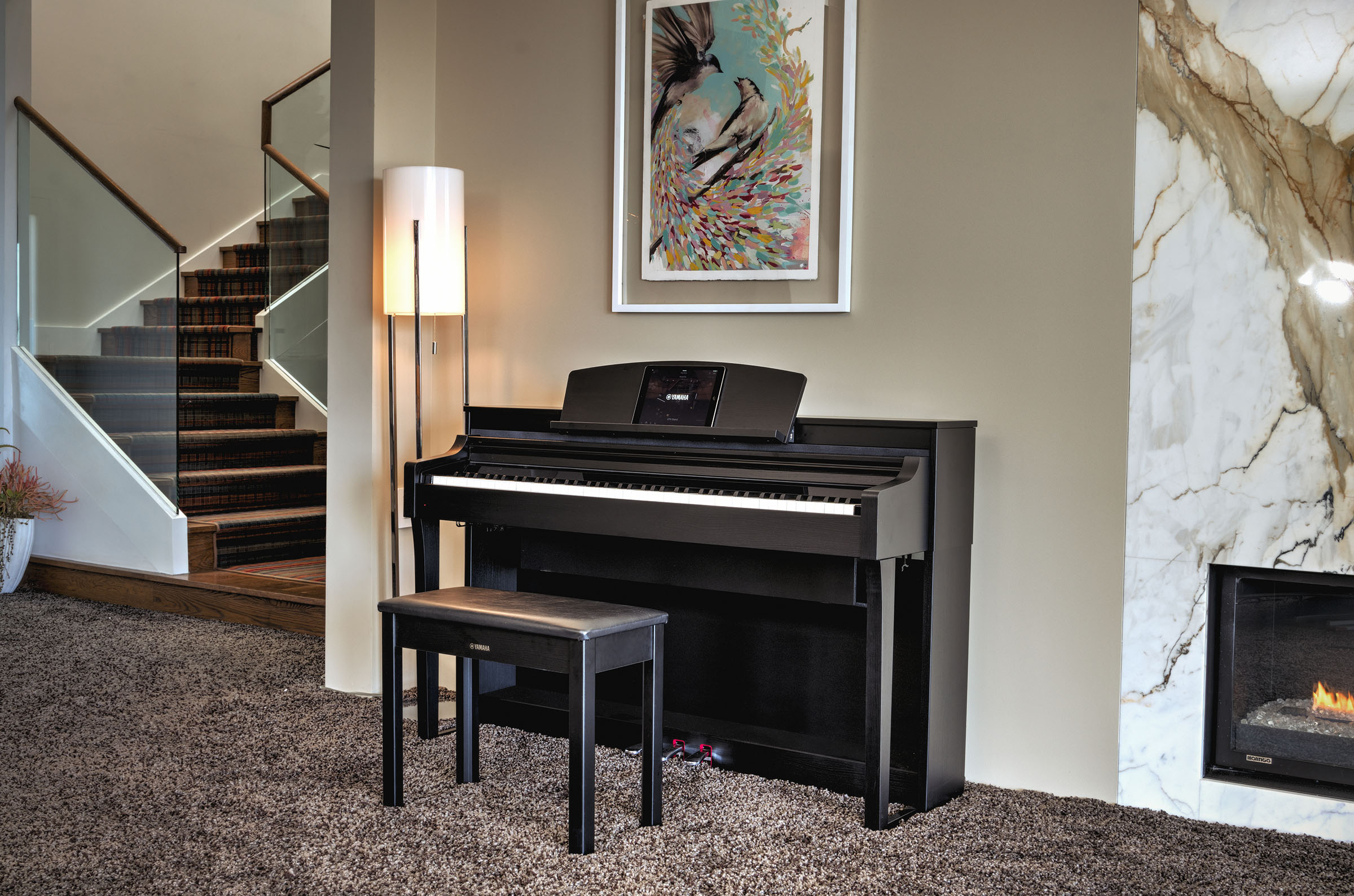 csp piano in a nice cozy living room 