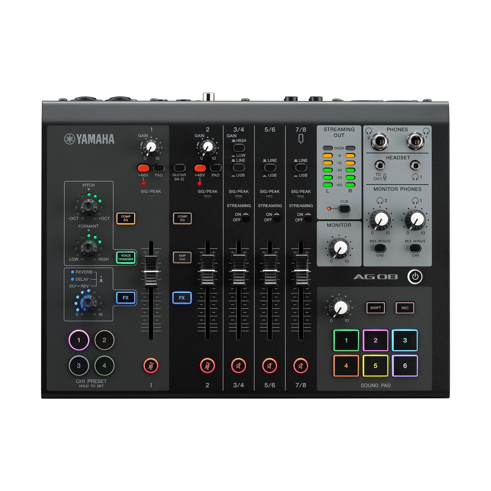 AG08 Live Streaming 8-Channel Mixer - Yamaha USA